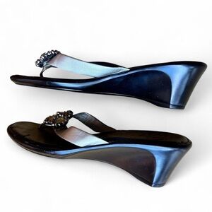 Elegant Black Wedge Sandals